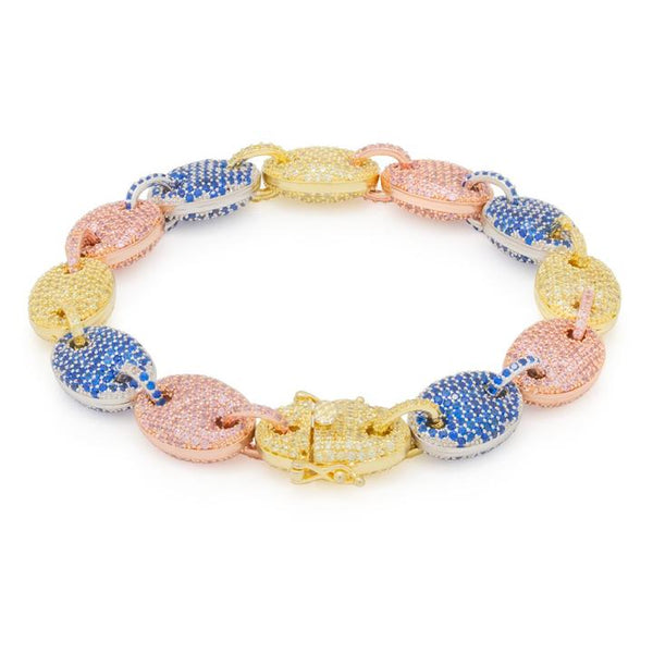 Multi-Coloured Gold Link Bracelet