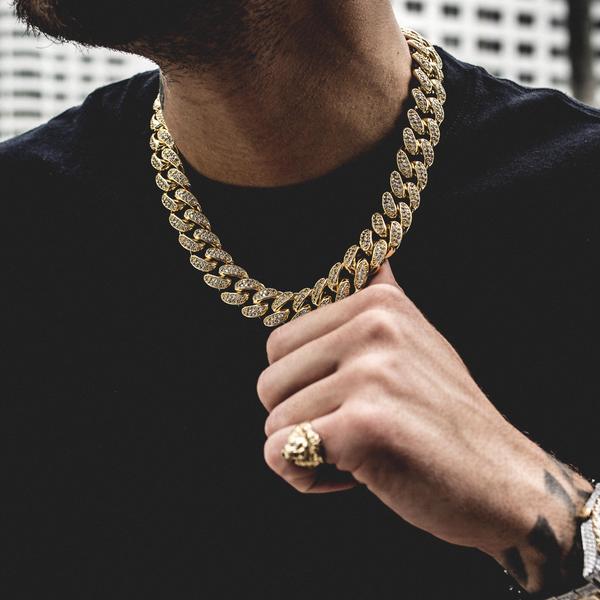 Diamond Cuban Link Choker (19mm) in Yellow Gold